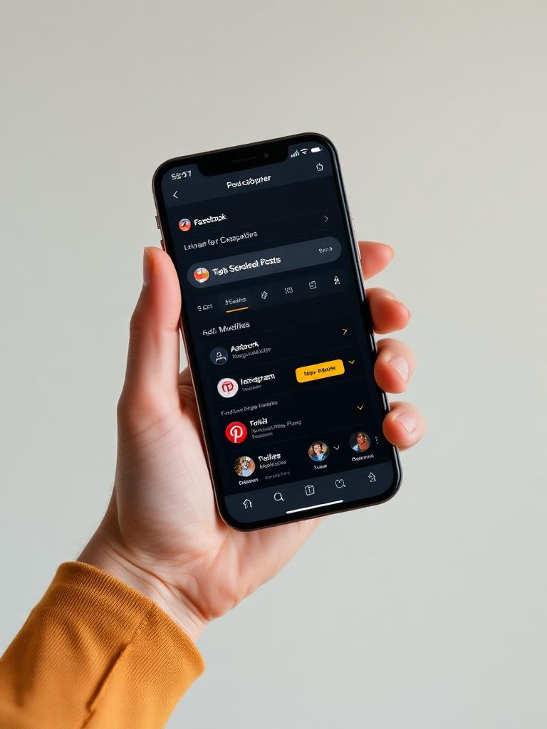 Crossposting-Dashboard auf dem Smartphone Smartphone-Ansicht des Crossposting-Dashboards mit Post-Composer und Netzwerk-Status