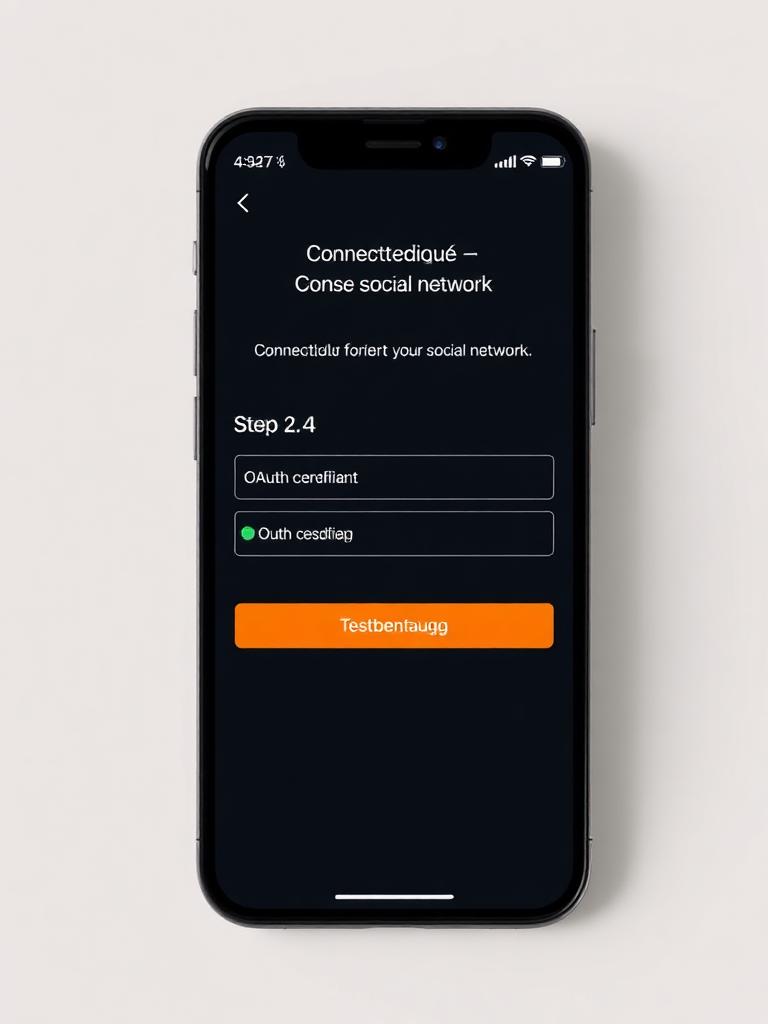 Einrichtungsassistent — Smartphone Smartphone-Ansicht des Einrichtungsassistenten mit OAuth-Feldern und Testverbindung-Button